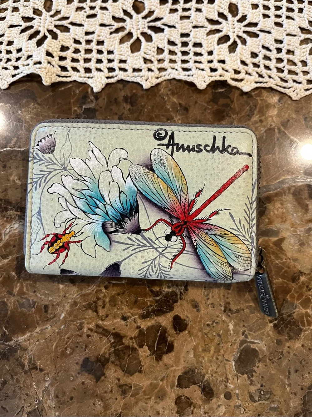 Anuschka Painted Leather Accordion Style Credit Business Card Holder